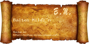 Baltes Milán névjegykártya